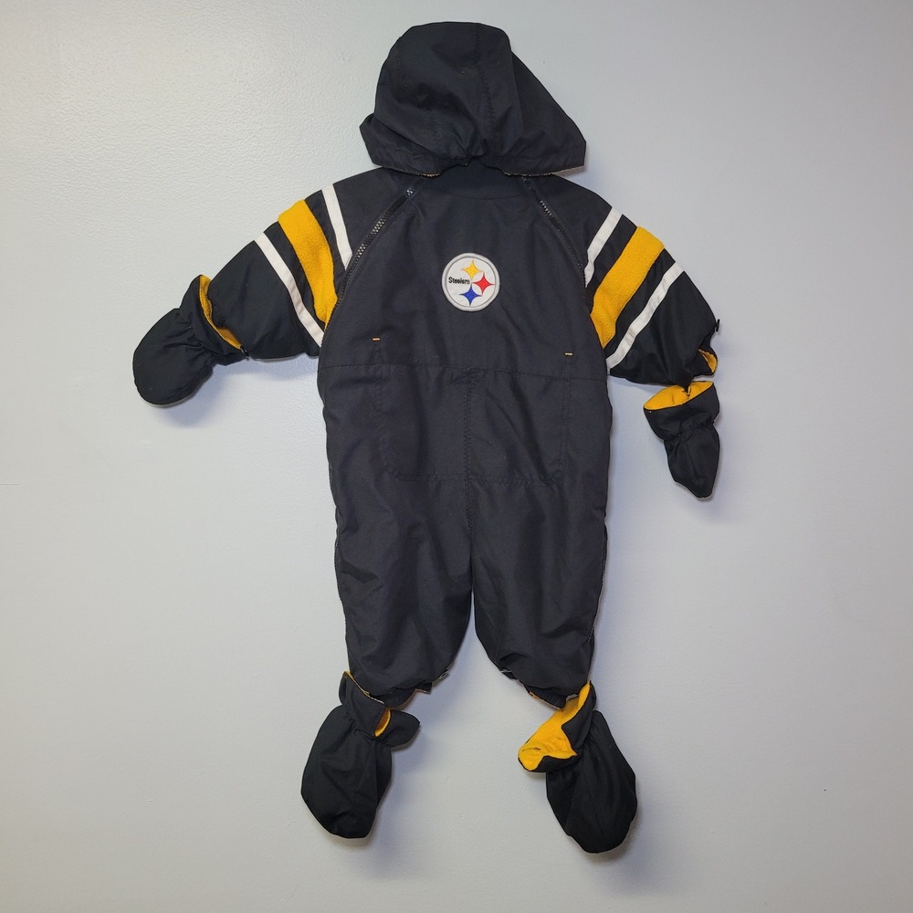 Pittsburgh Steelers NFL Reversible Fleece Snow Suit 6-9 Months Black Yellow